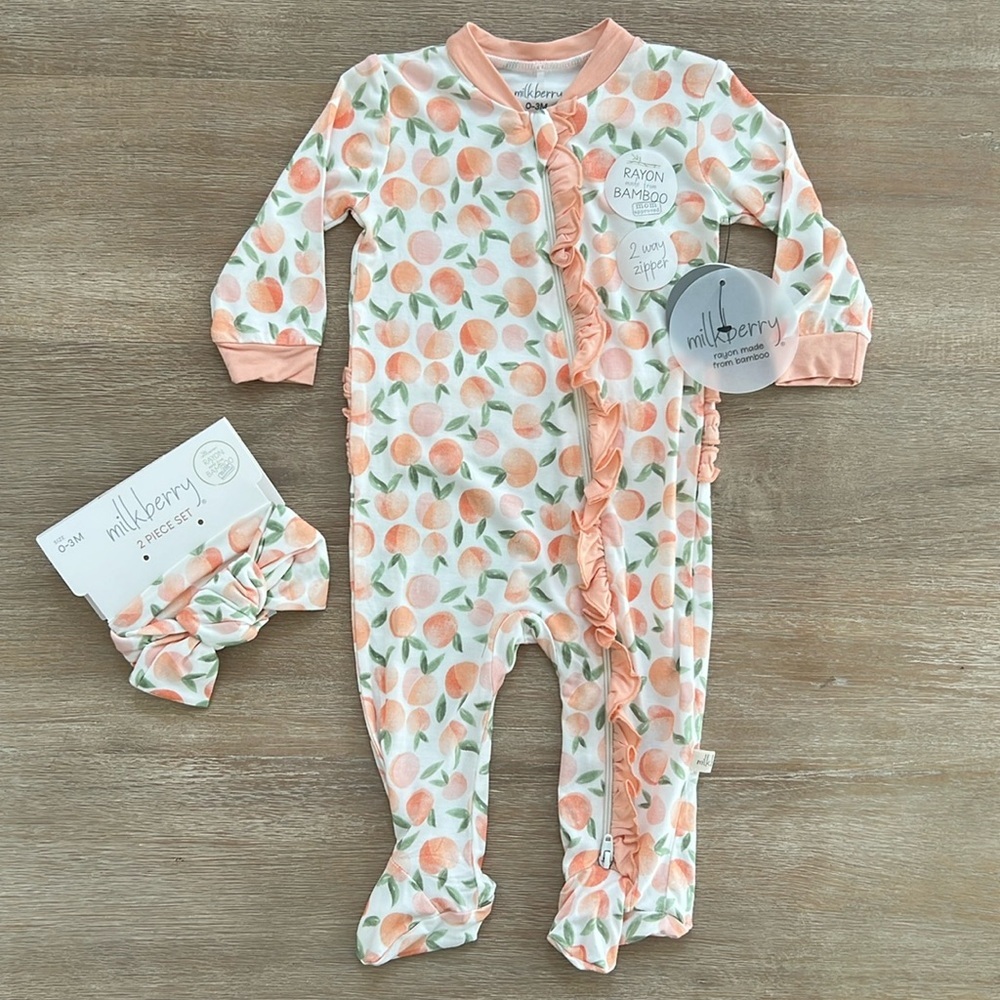 Milkberry Baby Girl Bamboo Footie Sleeper 0-3 3-6 6-9 months Peaches